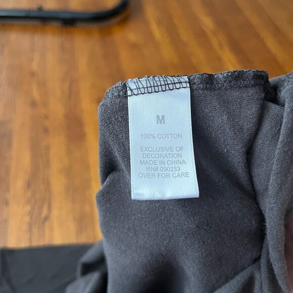 PacSun Boxy Fit Raw Hem Long Sleeve T-Shirt Men's Size M Dark Gray Black Cotton - Picture 7 of 8